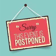Hanging sign-Sorry this event is postponed