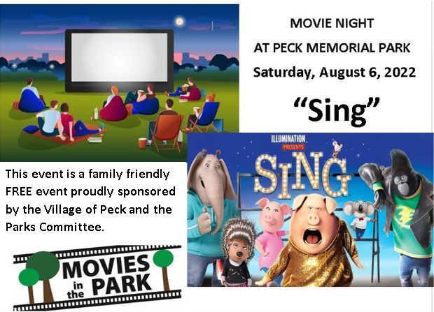 Poster for movie night at Peck Park